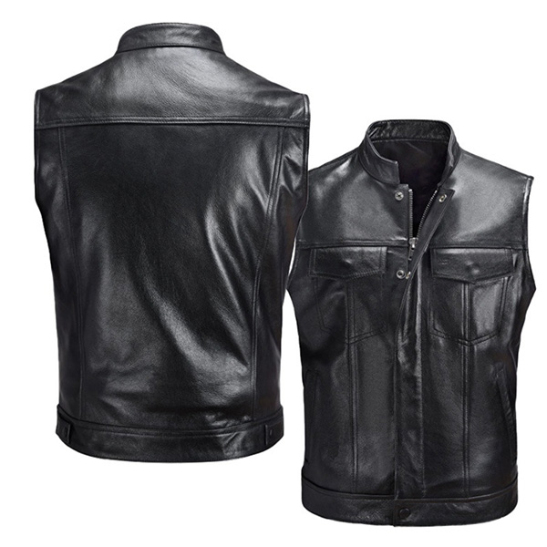 PU Leather Vest With Zipper Button