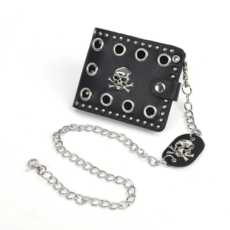 Eyelet Skull Wallet with Chain