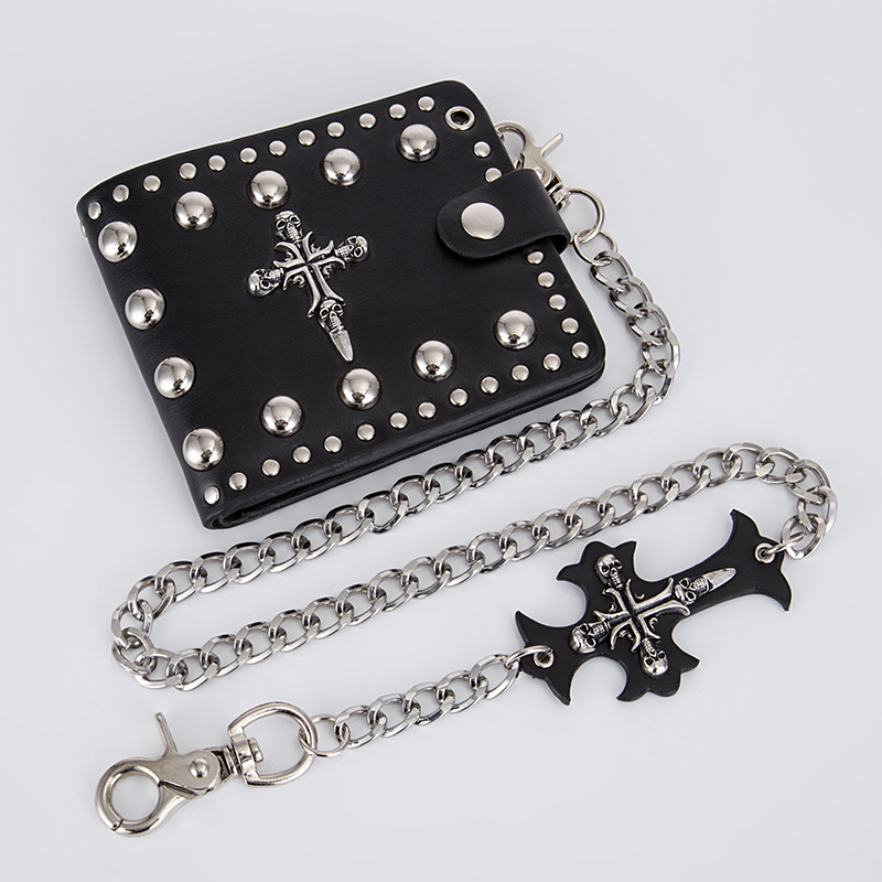 Cross Skull Rivet Wallet